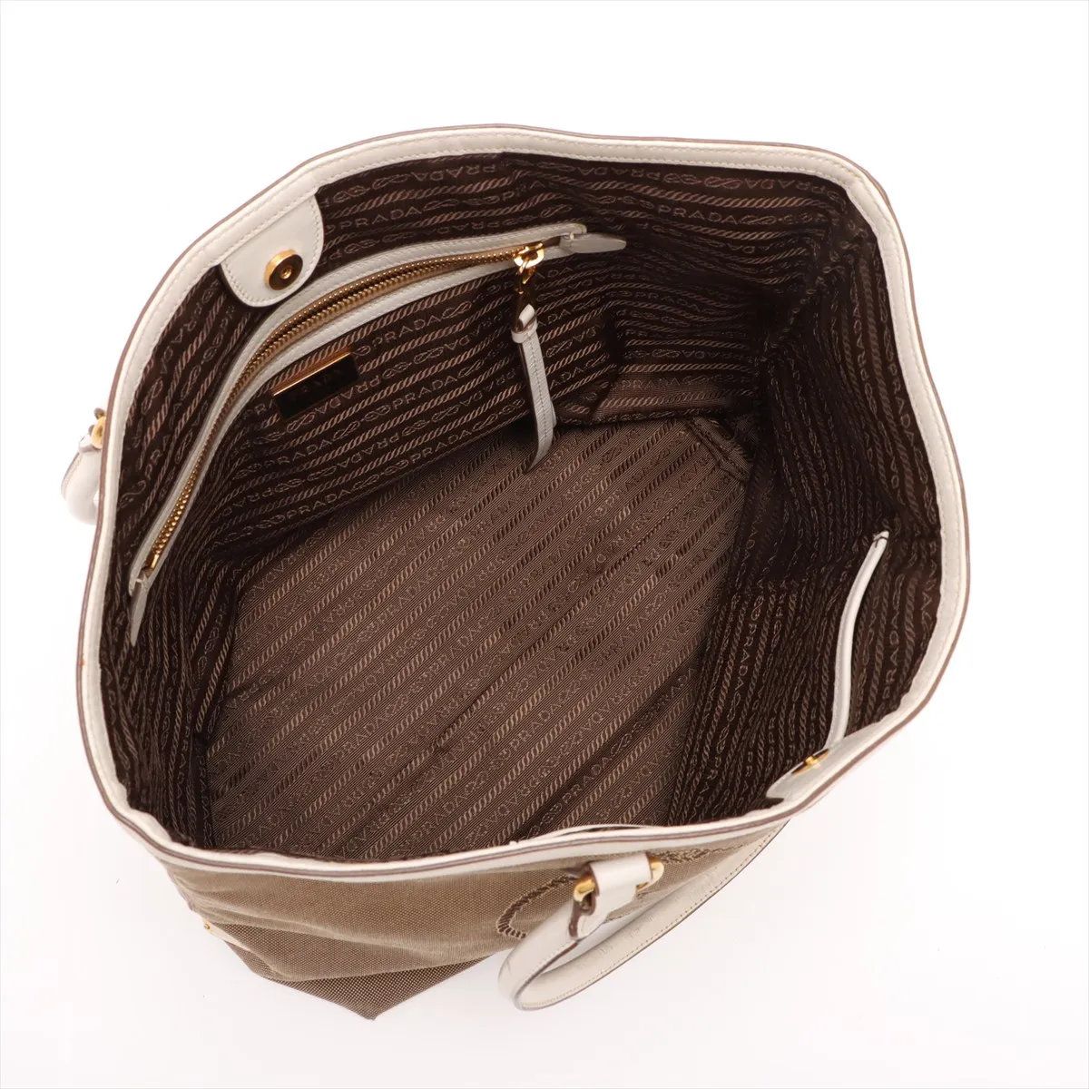 Prada Logo Jacquard Leather Tote Shoulder — view 7