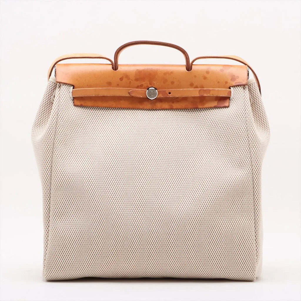 Hermes Herbag GM Toile Ash Leather 2-Way Shoulder Bag Tote Replacement — view 2