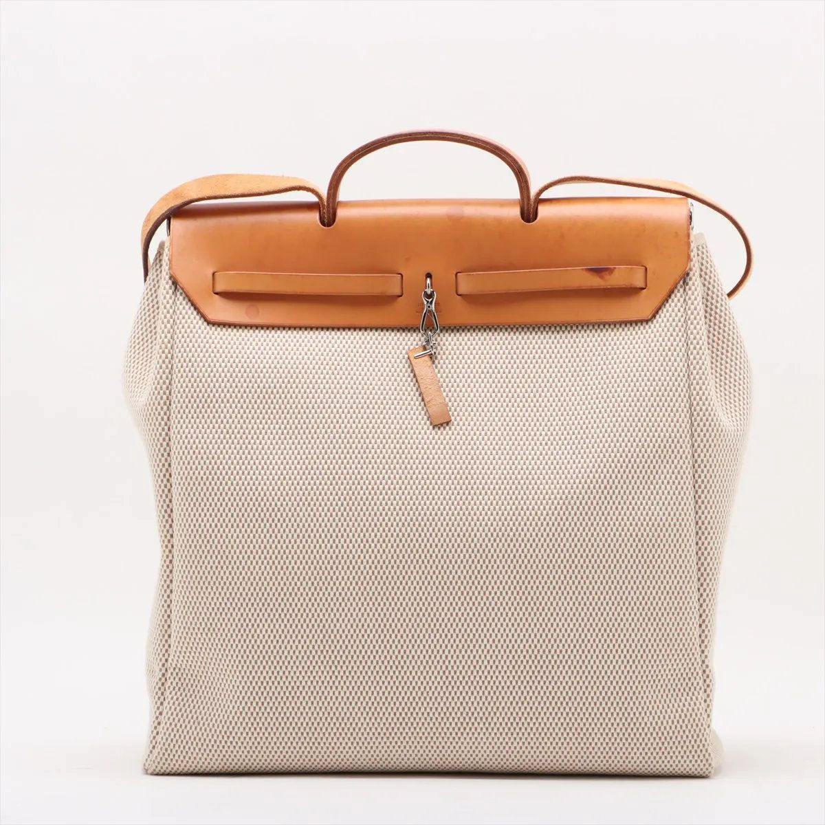 Hermes Herbag GM Toile Ash Leather 2-Way Shoulder Bag Tote Replacement — view 3