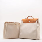 Hermes Herbag GM Toile Ash Leather 2-Way Shoulder Bag Tote Replacement