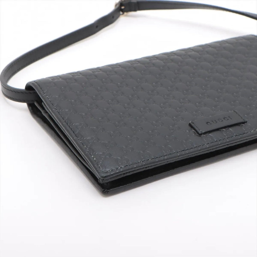 Gucci Micro Guccissima Leather Shoulder Bag Crossbody Wallet Black — view 4