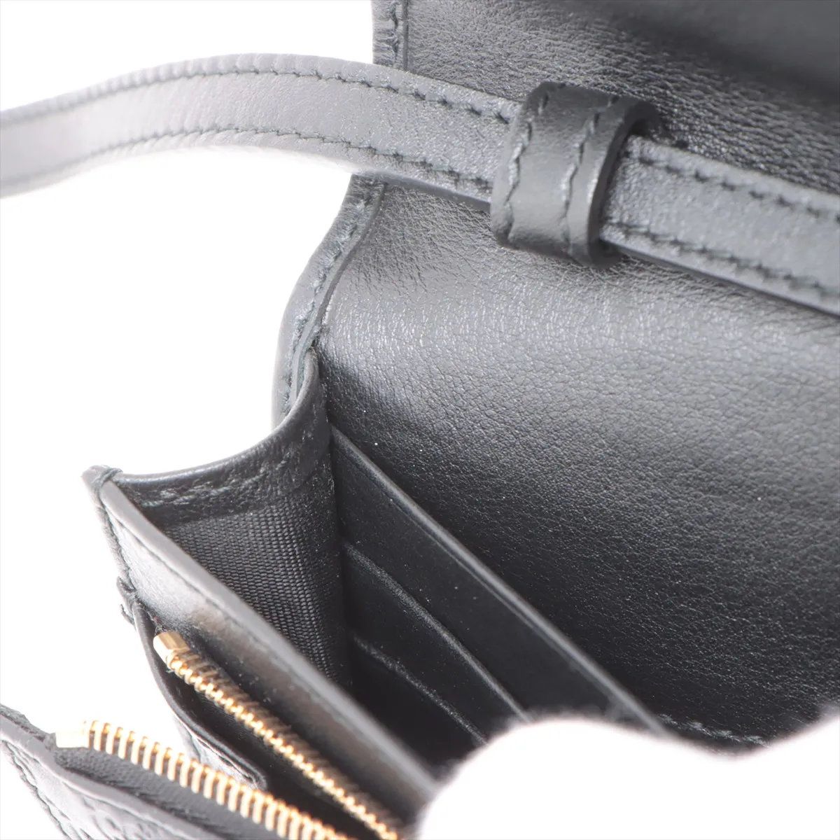 Gucci Micro Guccissima Leather Shoulder Bag Crossbody Wallet Black — view 9