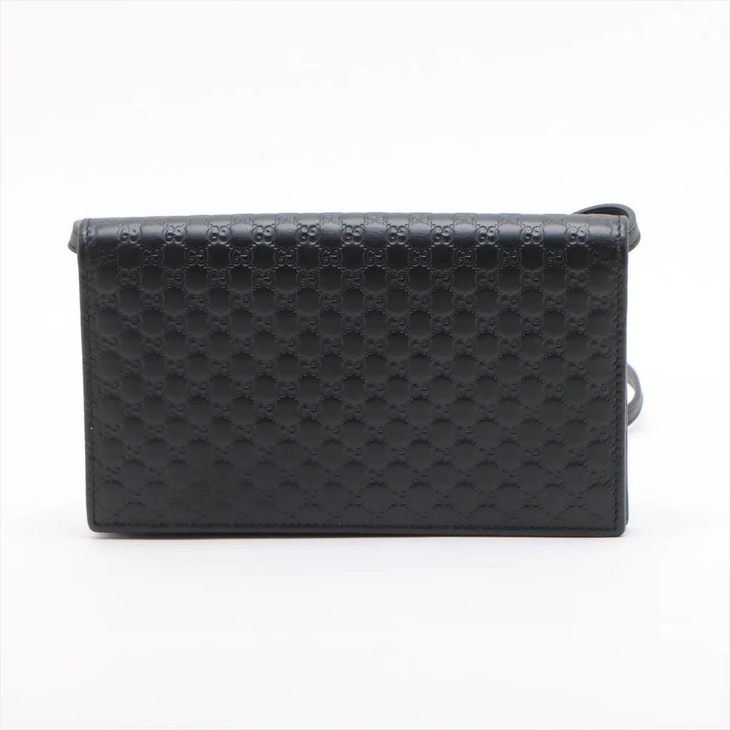 Gucci Micro Guccissima Leather Shoulder Bag Crossbody Wallet Black — view 2