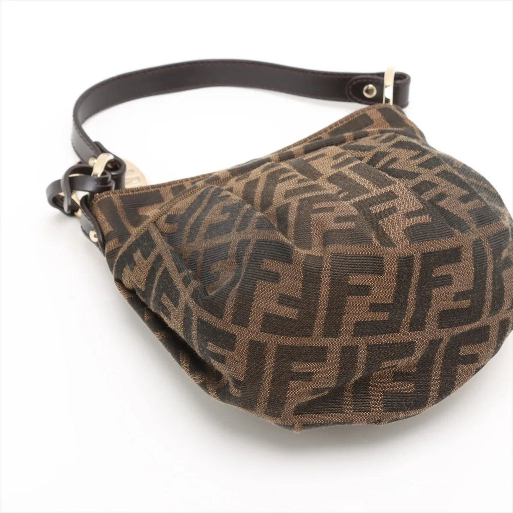 Fendi Zucca Leather Canvas Handbag Brown — view 4
