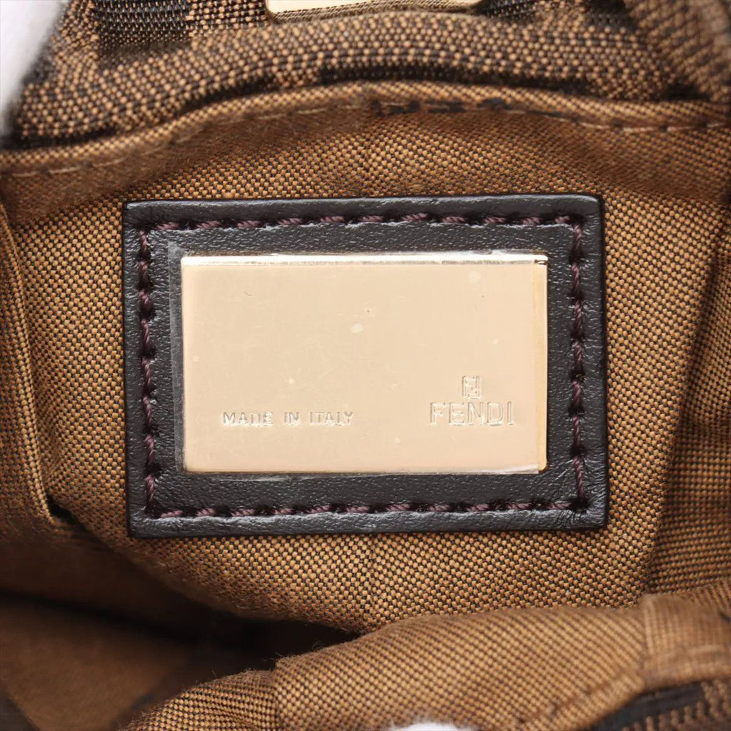 Fendi Zucca Leather Canvas Handbag Brown — view 8