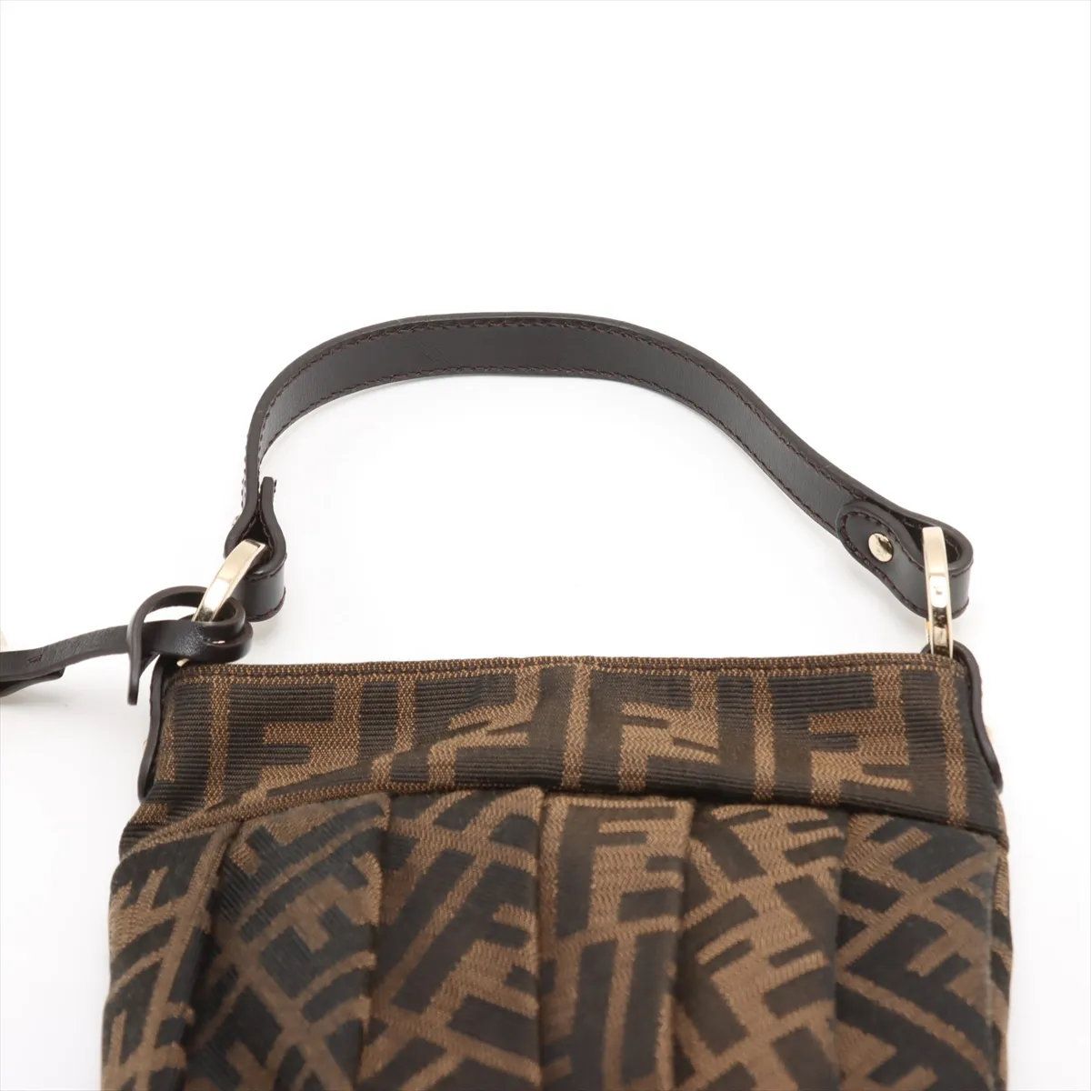 Fendi Zucca Leather Canvas Handbag Brown — view 6