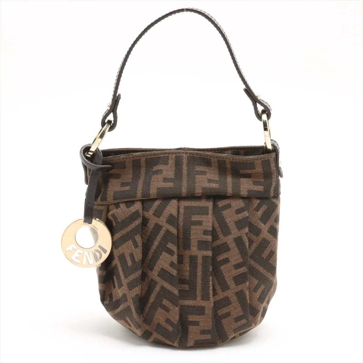 Fendi Zucca Leather Canvas Handbag Brown