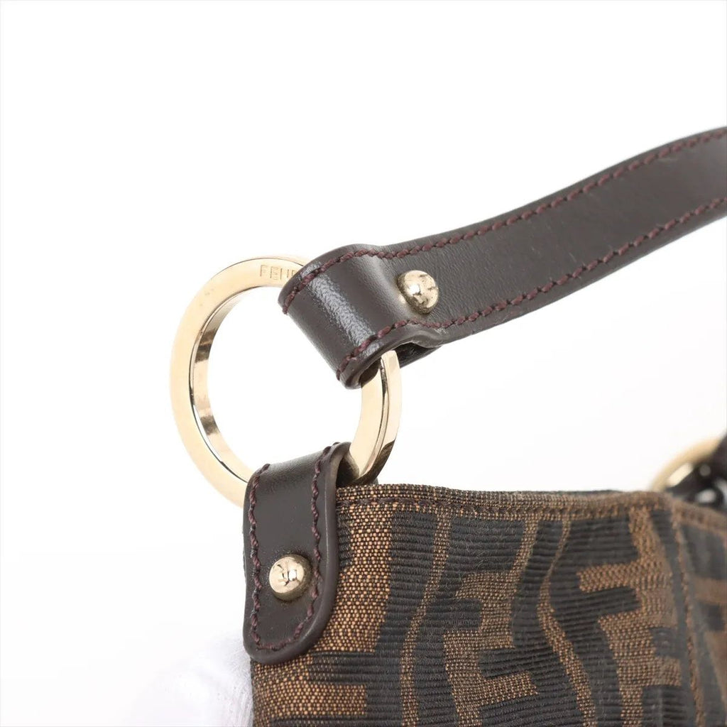Fendi Zucca Leather Canvas Handbag Brown — view 9