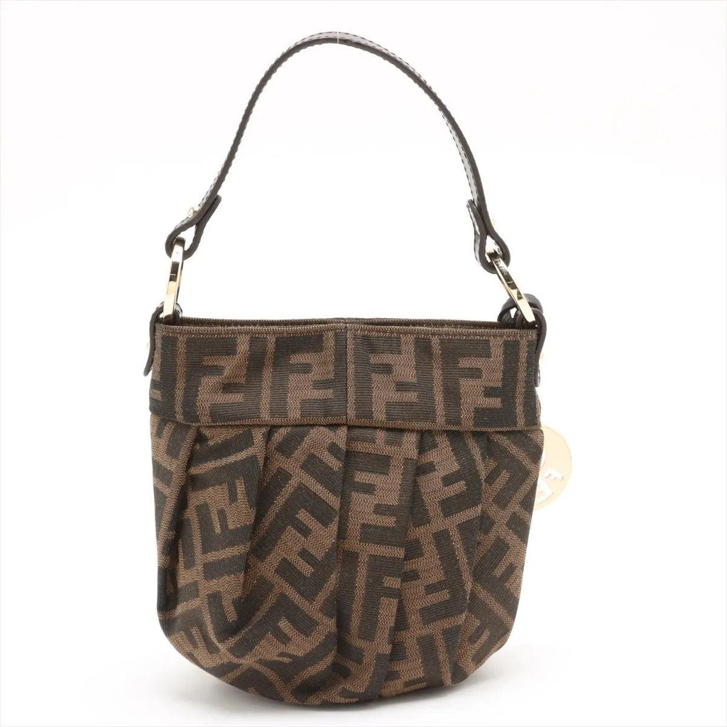 Fendi Zucca Leather Canvas Handbag Brown — view 2