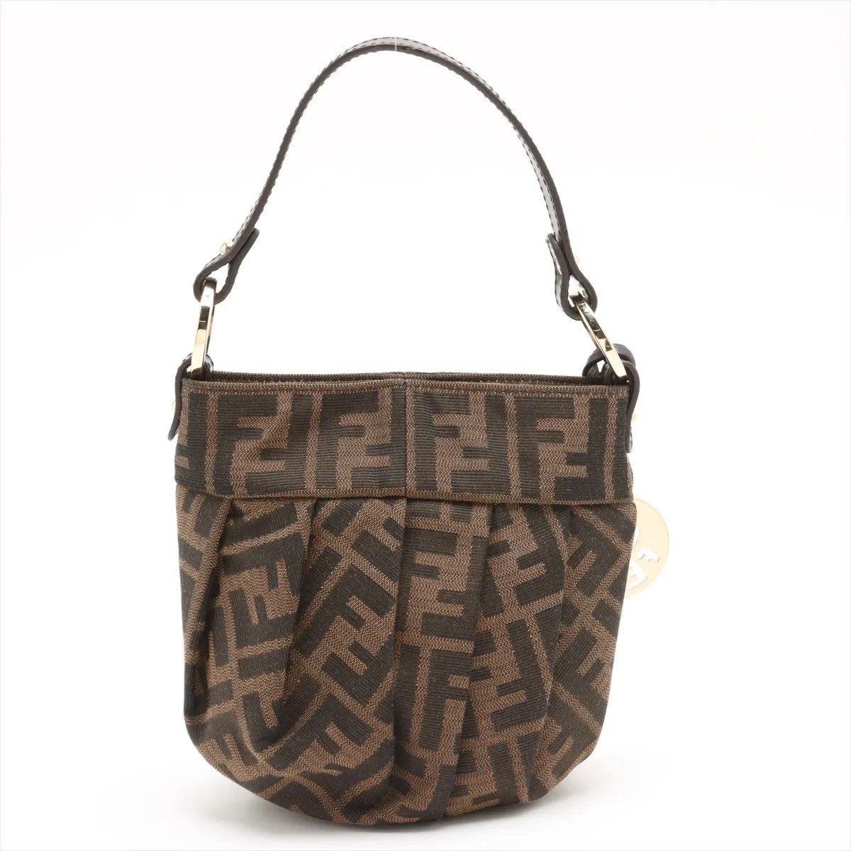 Fendi Zucca Leather Canvas Handbag Brown — view 2