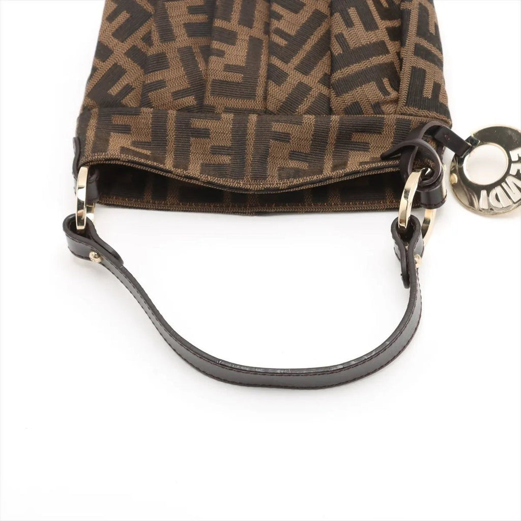 Fendi Zucca Leather Canvas Handbag Brown — view 5