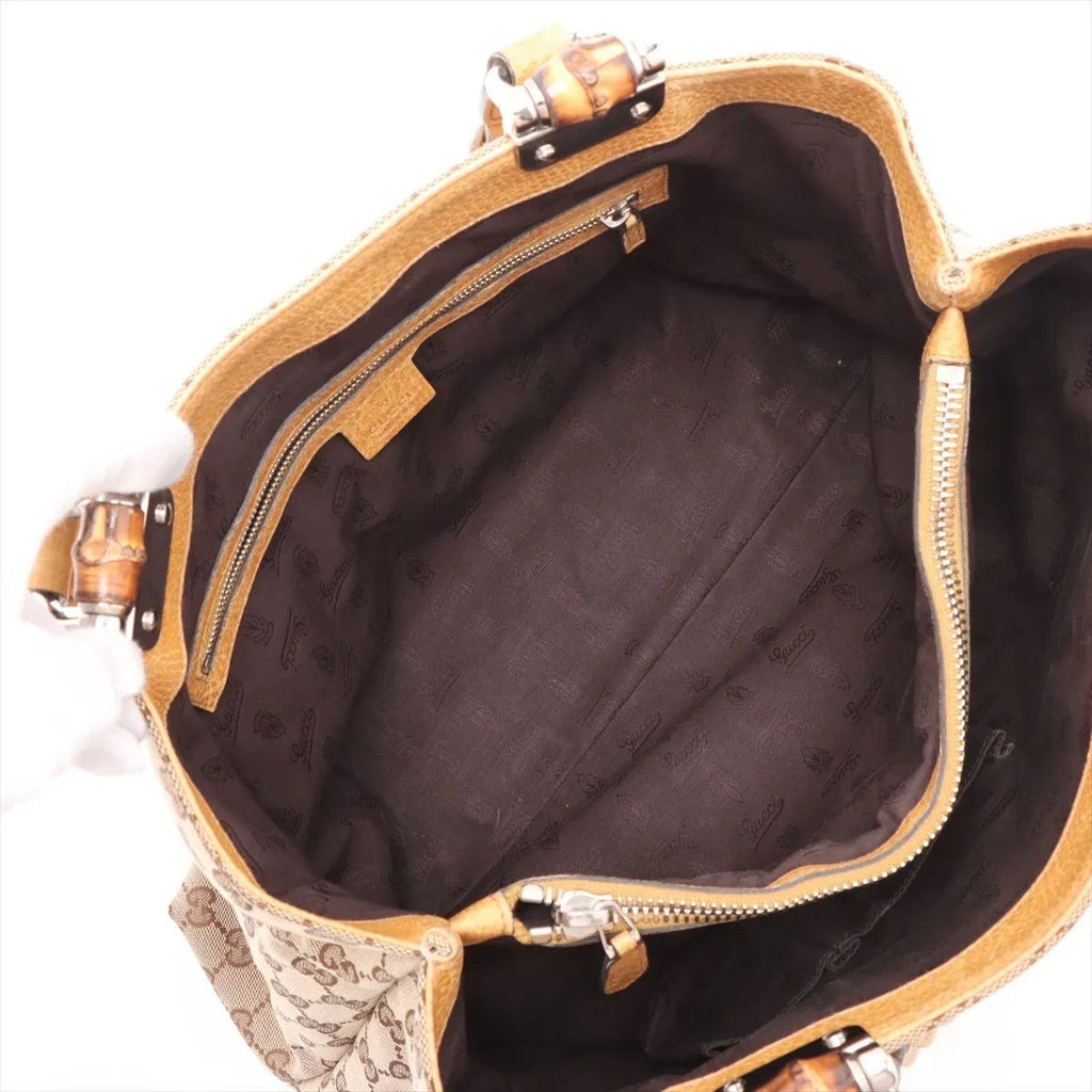 Gucci GG Canvas Bamboo Leather Tote Shoulder Hand — view 8