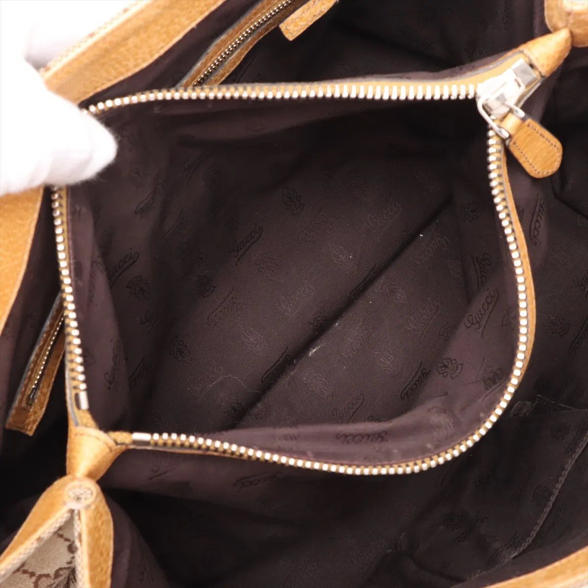 Gucci GG Canvas Bamboo Leather Tote Shoulder Hand — view 9