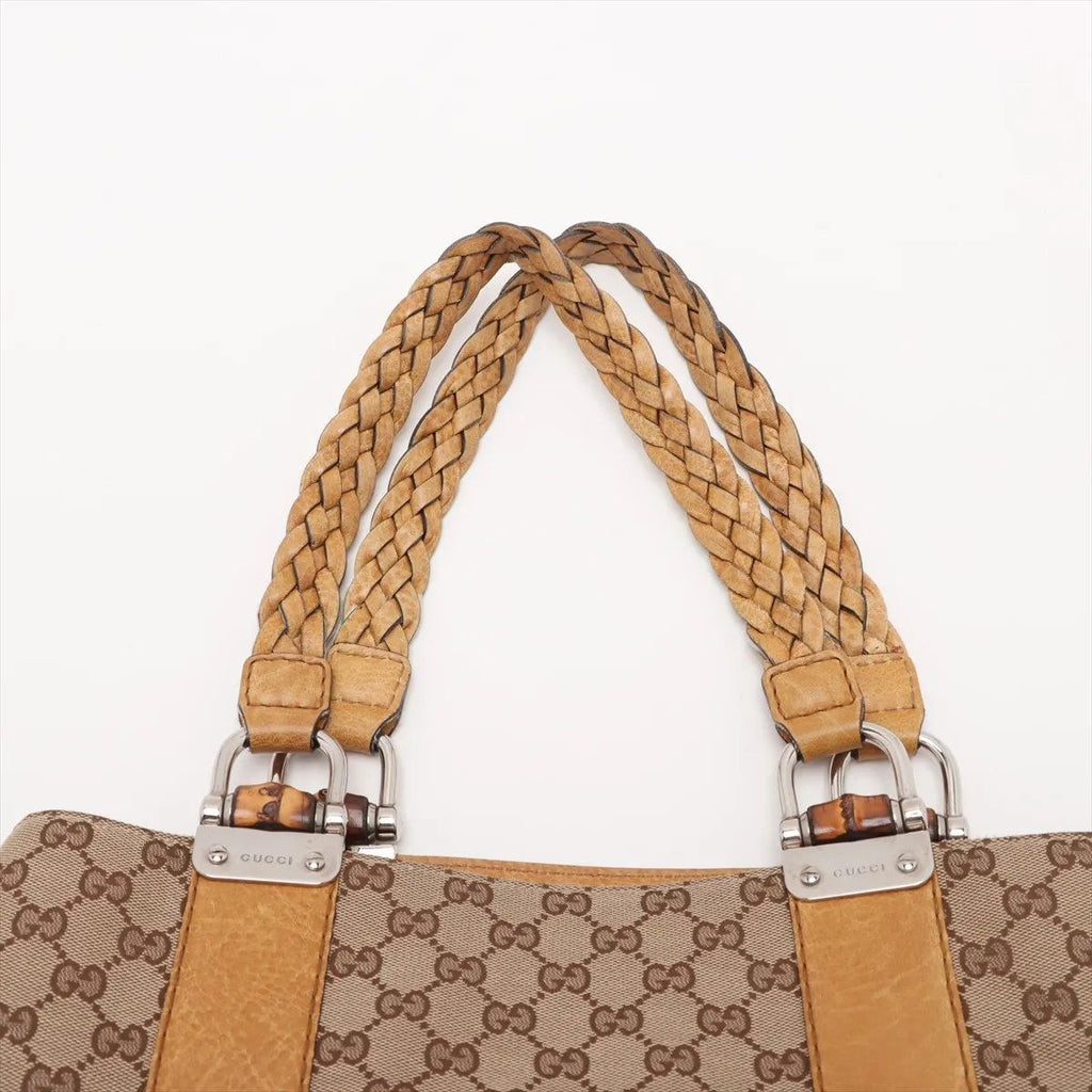 Gucci GG Canvas Bamboo Leather Tote Shoulder Hand — view 6