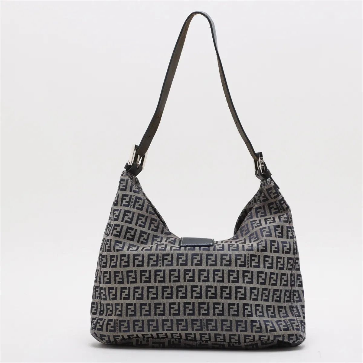 Fendi Zucchino Mamma Bucket Leather Shoulder Bag Hand Navy — view 2
