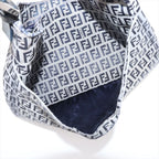 Fendi Zucchino Mamma Bucket Leather Shoulder Bag Hand Navy — view 9