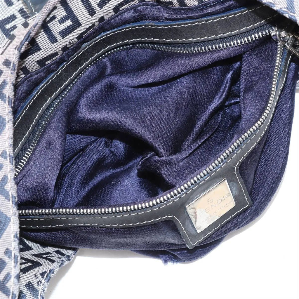 Fendi Zucchino Mamma Bucket Leather Shoulder Bag Hand Navy — view 8