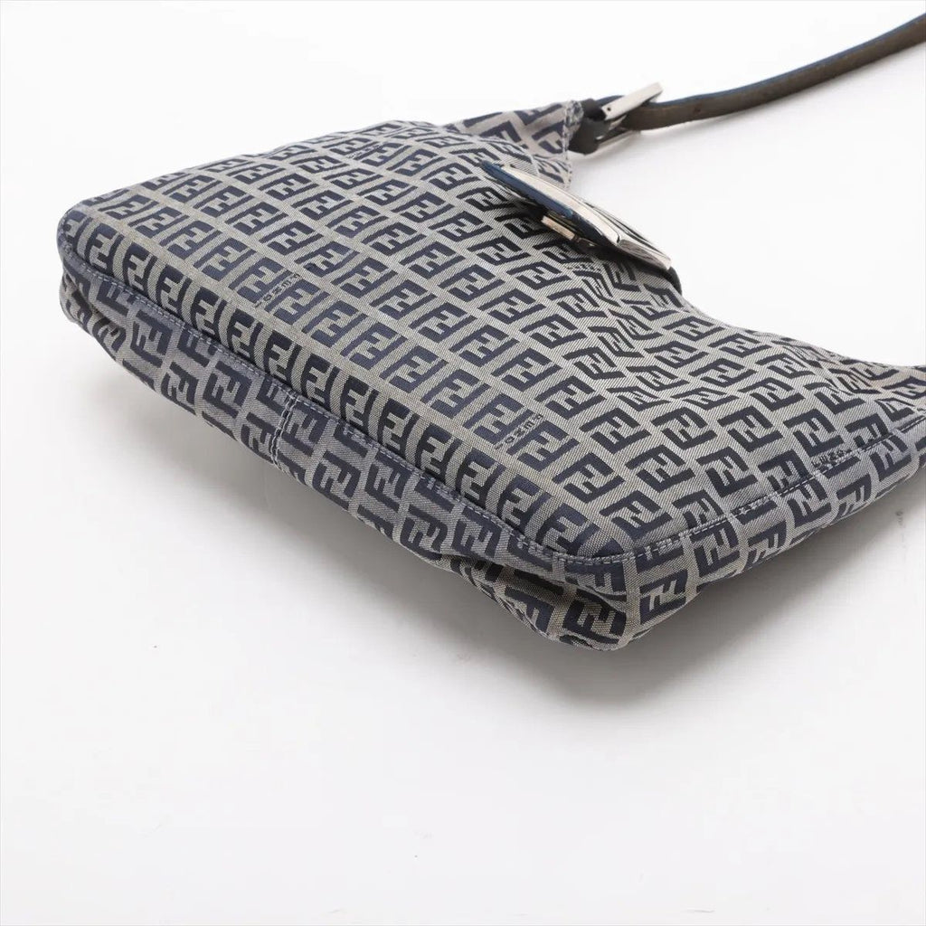 Fendi Zucchino Mamma Bucket Leather Shoulder Bag Hand Navy — view 3
