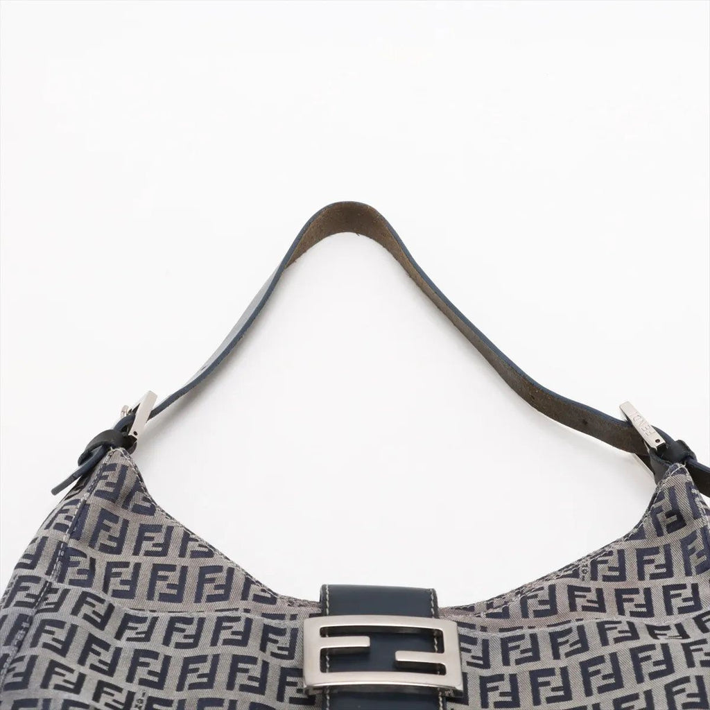 Fendi Zucchino Mamma Bucket Leather Shoulder Bag Hand Navy — view 6