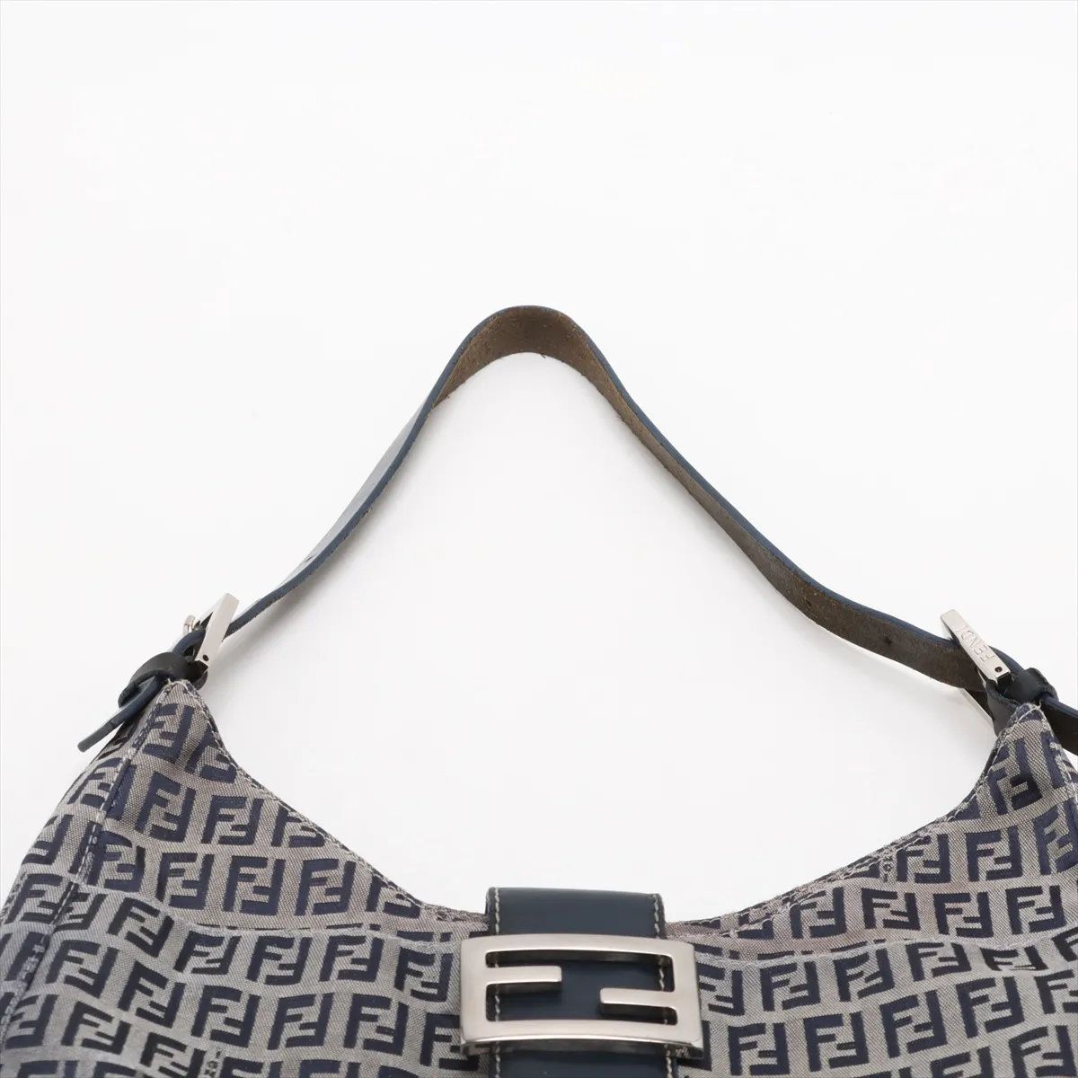 Fendi Zucchino Mamma Bucket Leather Shoulder Bag Hand Navy — view 6