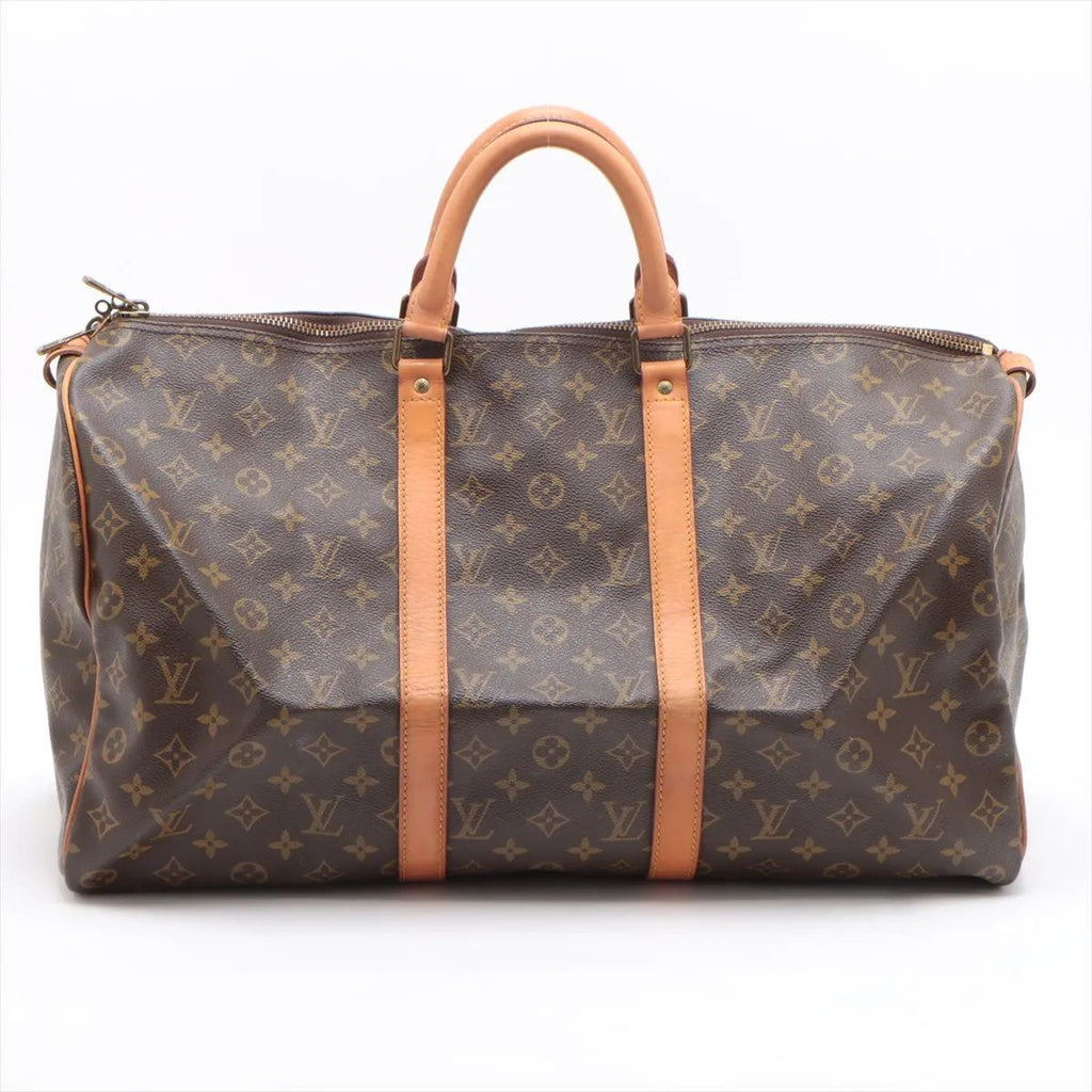 Louis Vuitton Monogram Keepall 50 Leather Boston Bag Tote Carry