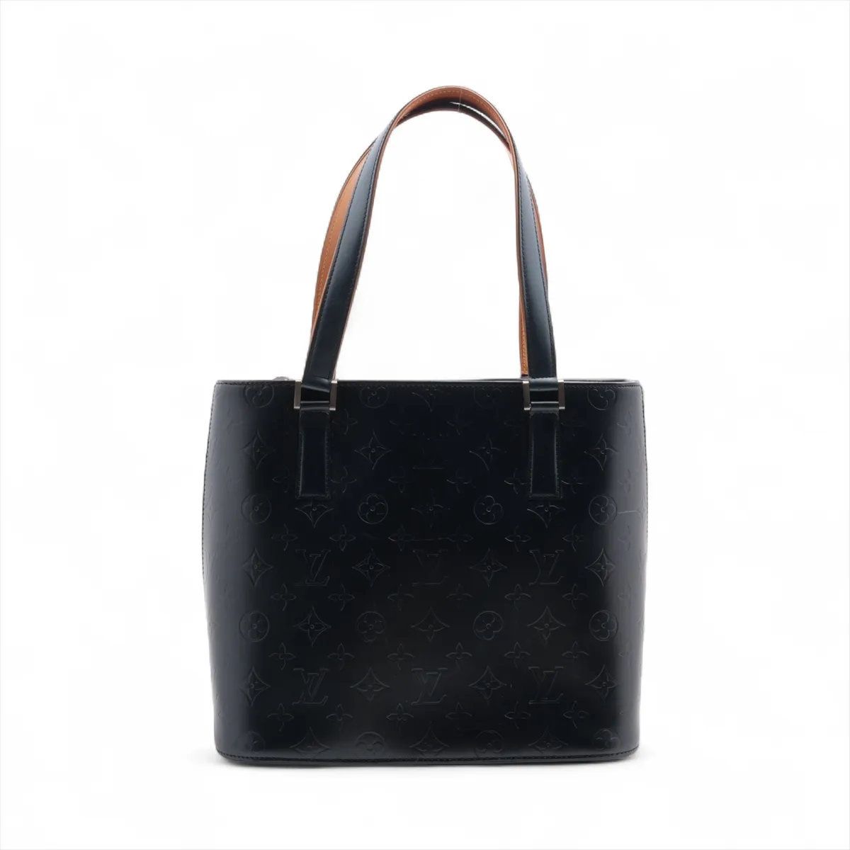 Louis Vuitton Monogram Matt Stockton Blue Leather Tote Shoulder Hand