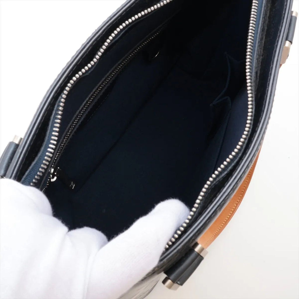 Louis Vuitton Monogram Matt Stockton Blue Leather Tote Shoulder Hand — view 7