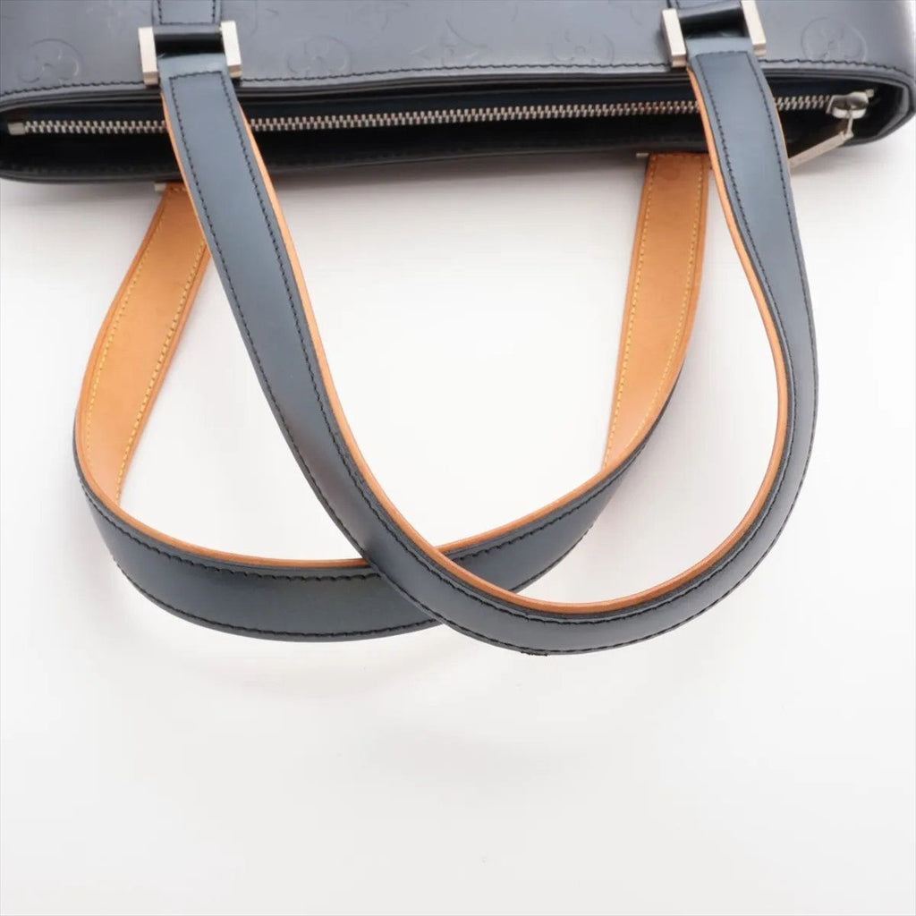 Louis Vuitton Monogram Matt Stockton Blue Leather Tote Shoulder Hand — view 5