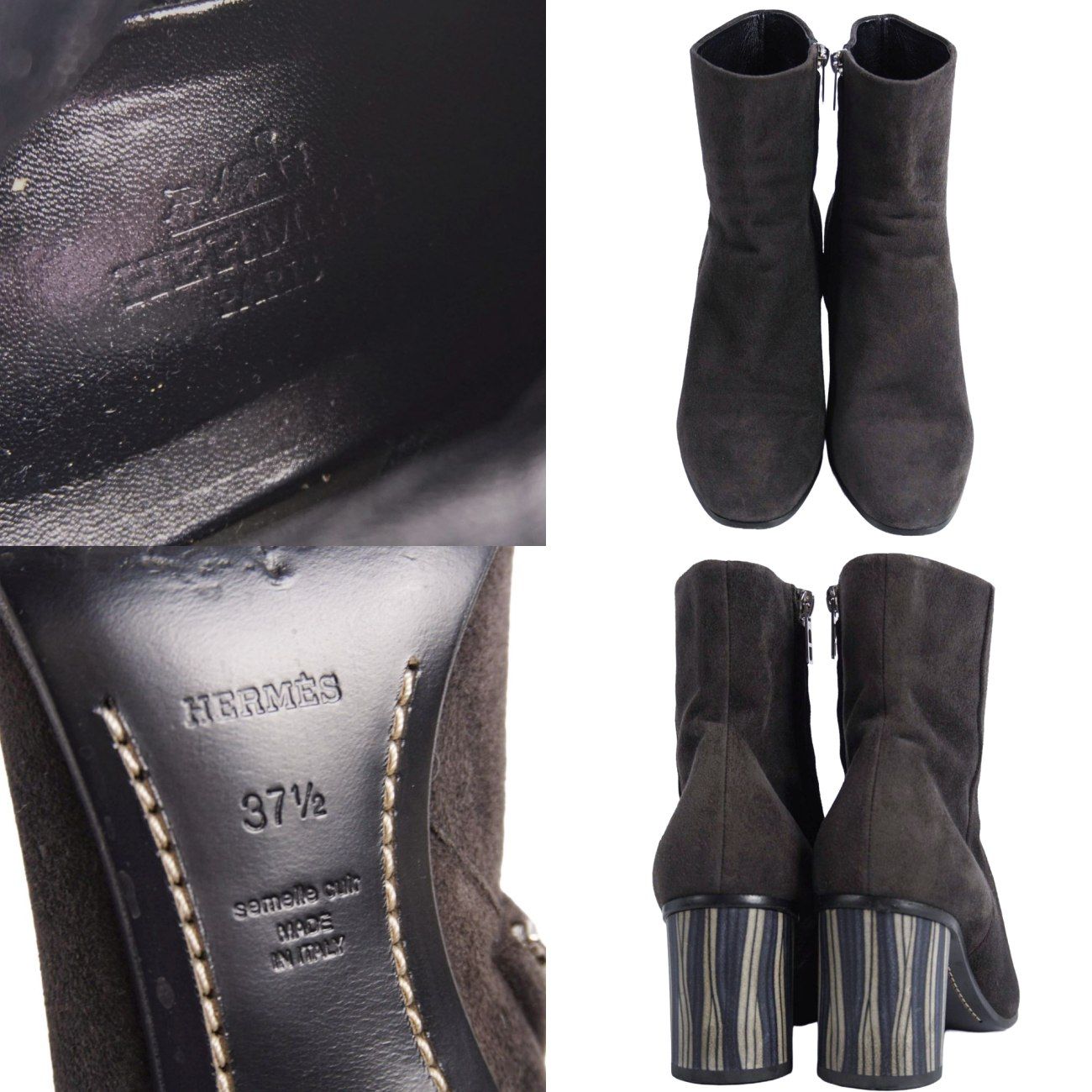 Hermes Boots Short Suede Leather Heels — view 9