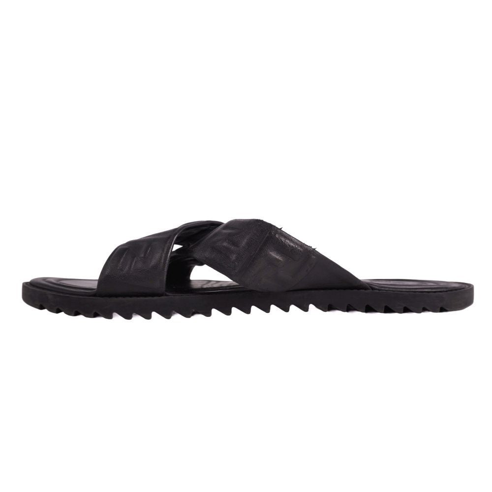 Fendi Sandals FF Logo Zucchini Slide Leather — view 7
