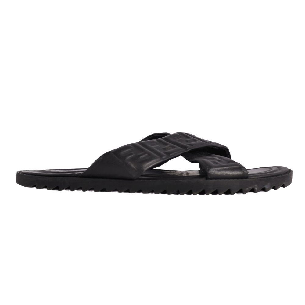 Fendi Sandals FF Logo Zucchini Slide Leather — view 6