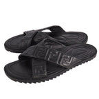 Fendi Sandals FF Logo Zucchini Slide Leather — view 2