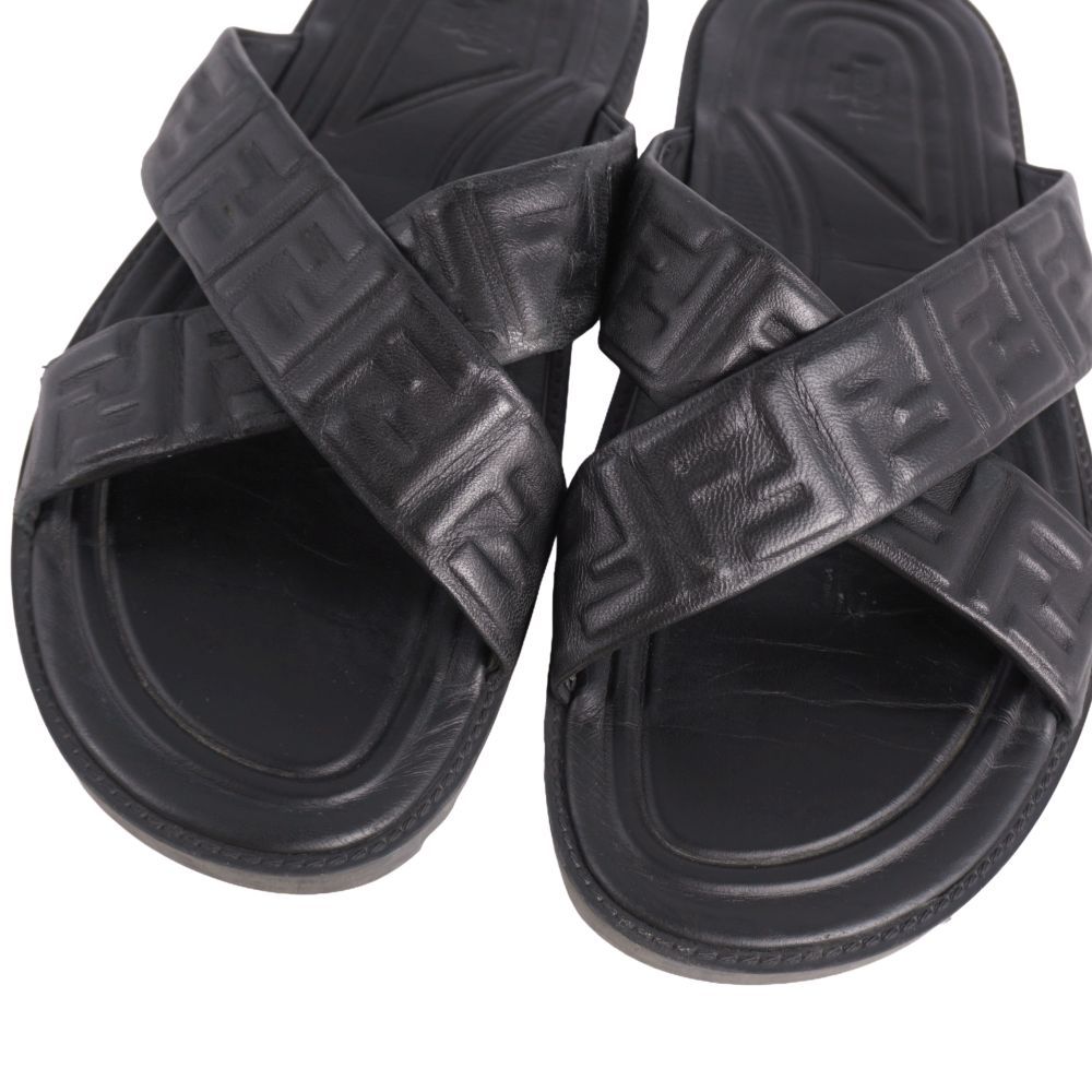 Fendi Sandals FF Logo Zucchini Slide Leather — view 3