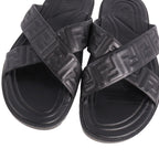 Fendi Sandals FF Logo Zucchini Slide Leather — view 3