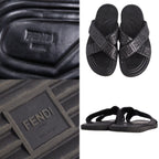 Fendi Sandals FF Logo Zucchini Slide Leather — view 9