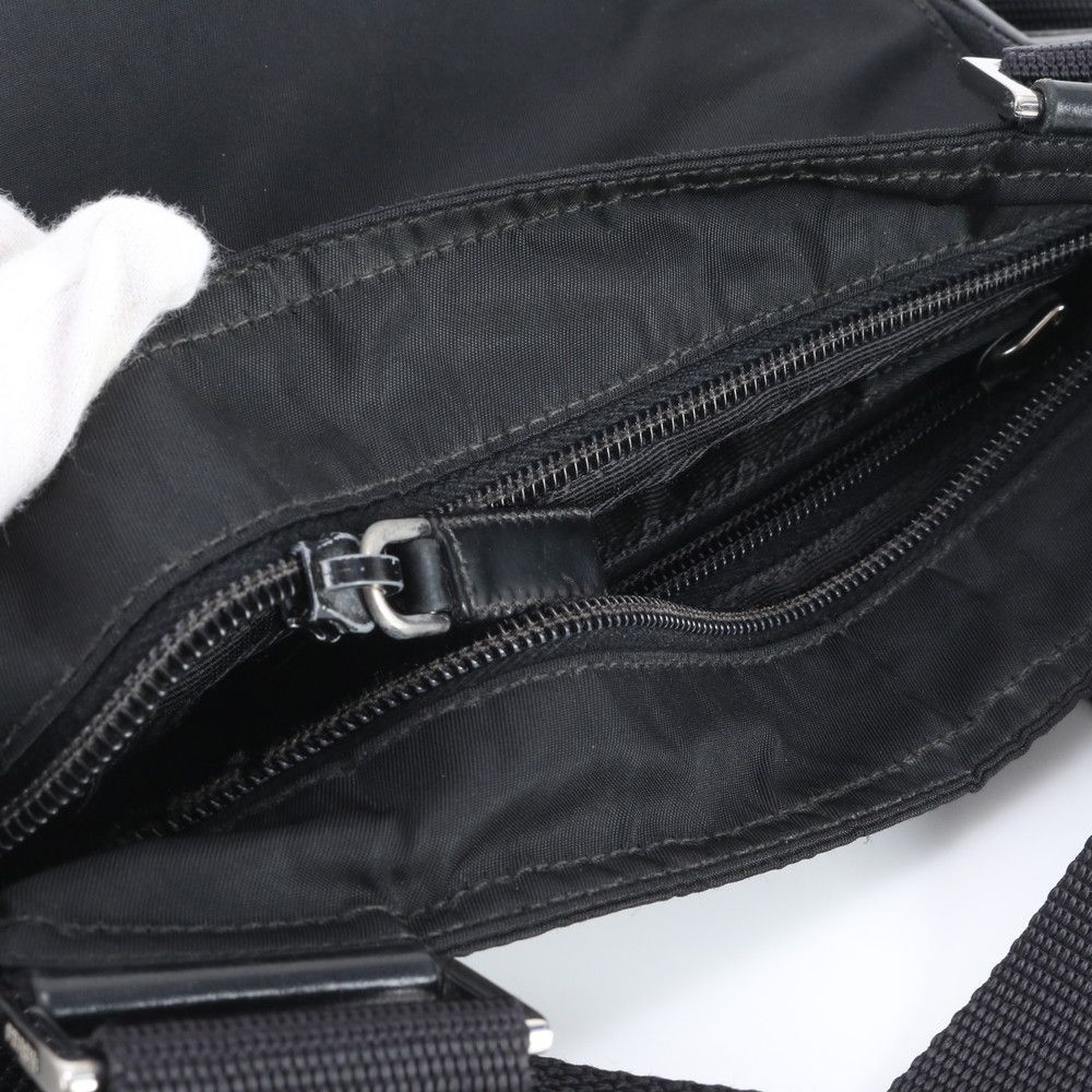 Prada Tessuto Nylon Triangle Logo Leather Shoulder Bag Crossbody Messenger Tote — view 9
