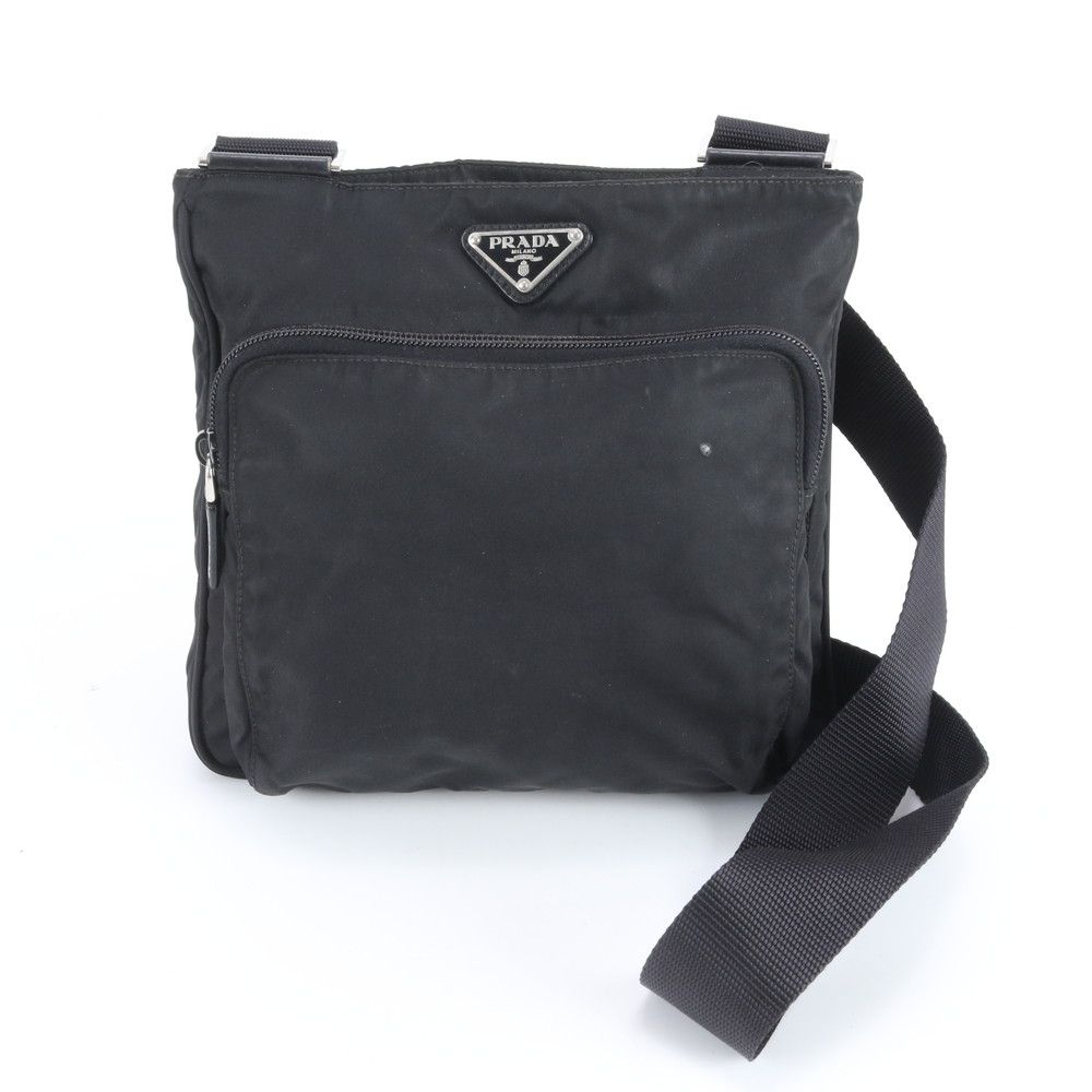 Prada Tessuto Nylon Triangle Logo Leather Shoulder Bag Crossbody Messenger Tote