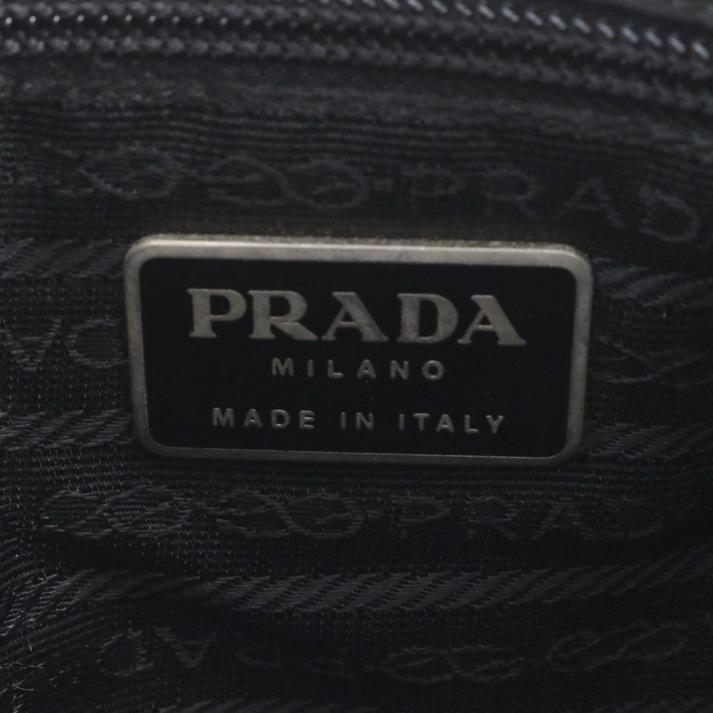 Prada Tessuto Nylon Triangle Logo Leather Shoulder Bag Crossbody Messenger — view 9
