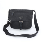Prada Tessuto Nylon Triangle Logo Leather Shoulder Bag Crossbody Messenger