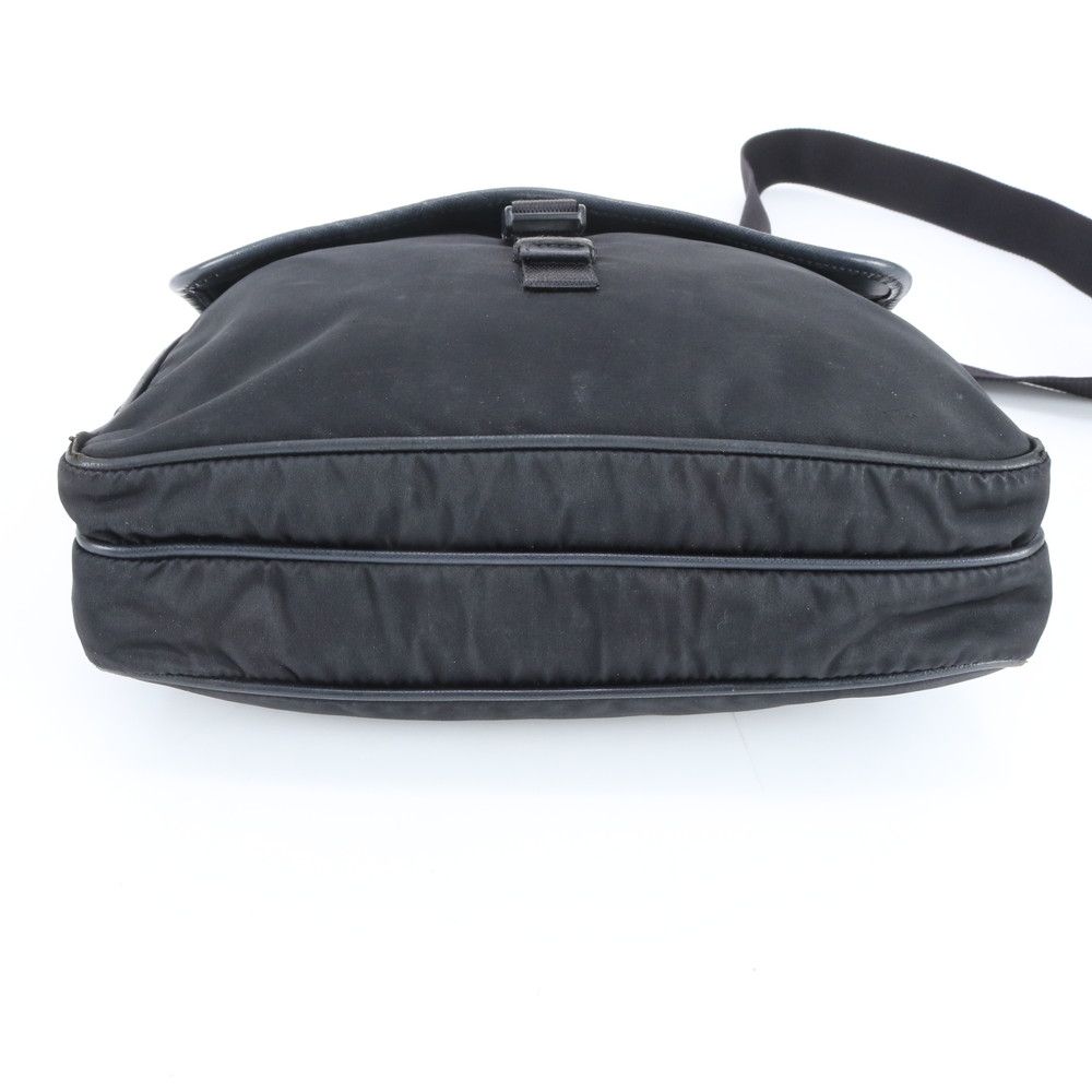 Prada Tessuto Nylon Leather Shoulder Bag Crossbody Messenger Business Black — view 5