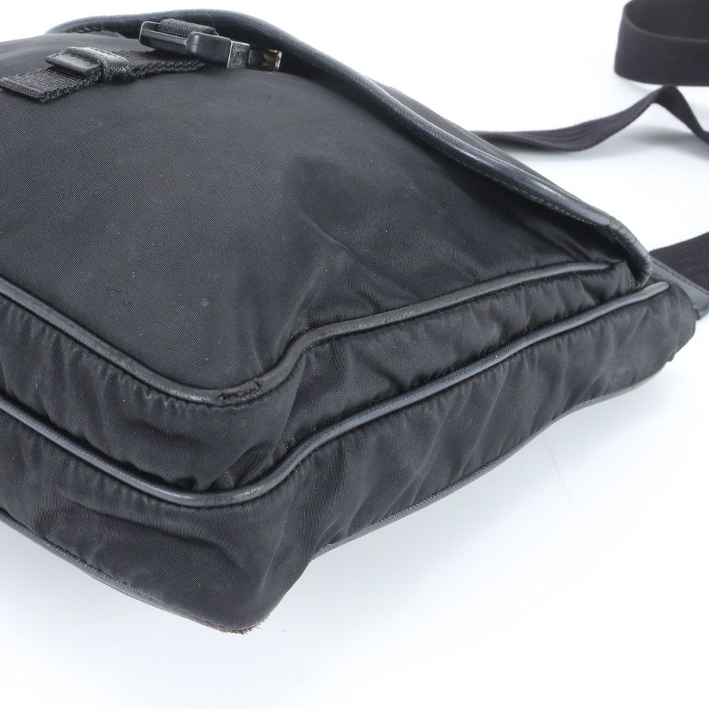 Prada Tessuto Nylon Leather Shoulder Bag Crossbody Messenger Business Black — view 4