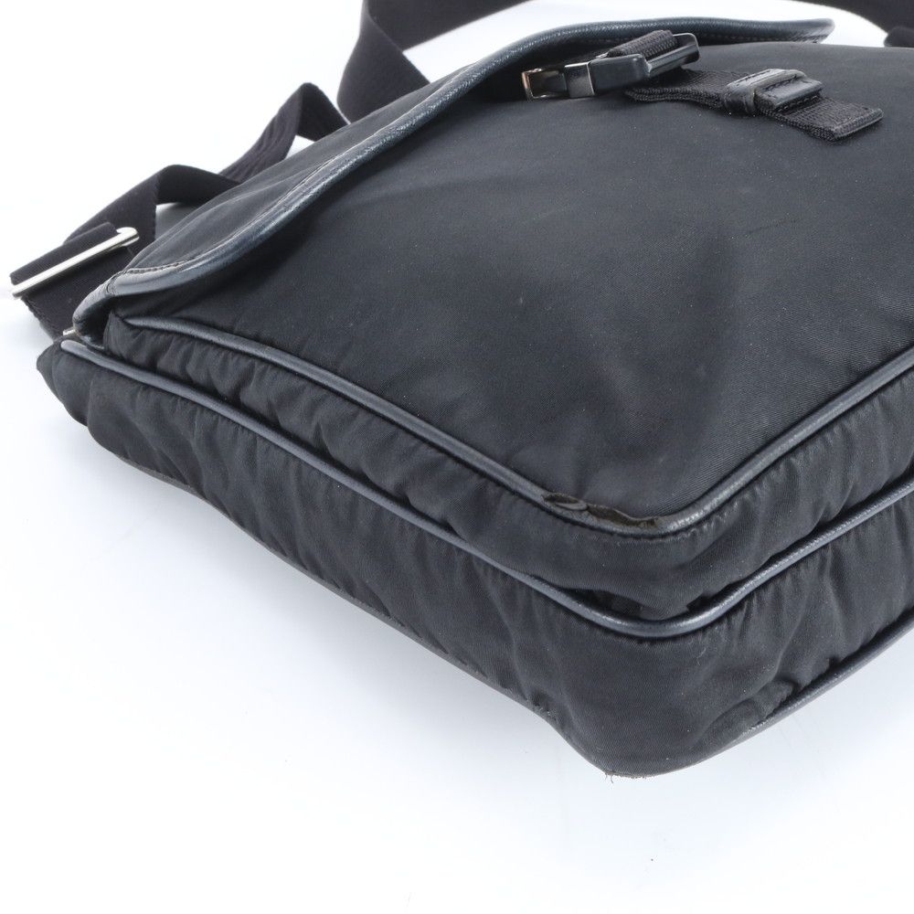 Prada Tessuto Nylon Leather Shoulder Bag Crossbody Messenger Business Black — view 6