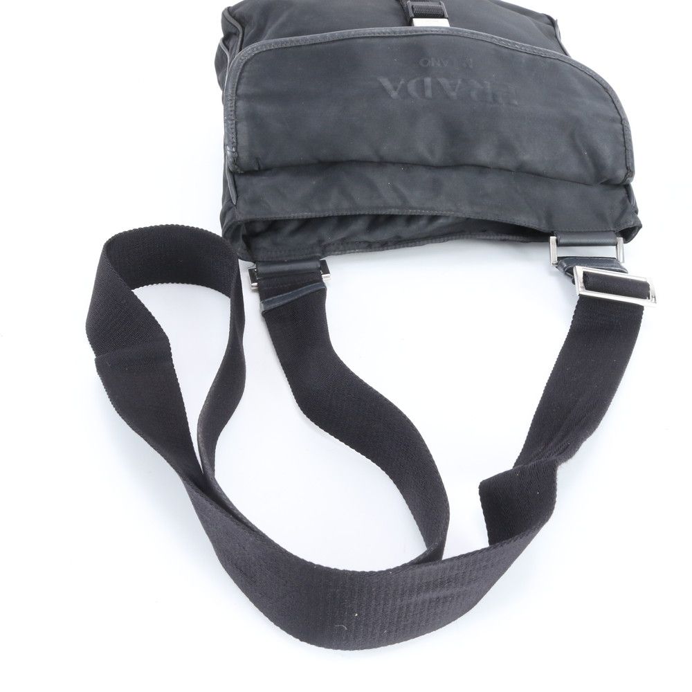 Prada Tessuto Nylon Leather Shoulder Bag Crossbody Messenger Business Black — view 2