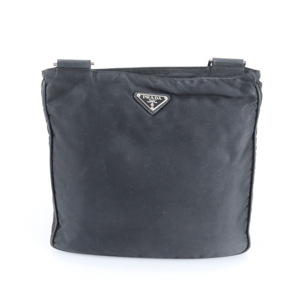 Prada Tessuto Nylon Leather Shoulder Bag Crossbody Messenger Business Black — view 3