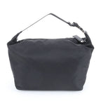 Prada Tessuto Nylon Triangle Logo Pouch Leather Handbag Tote — view 3