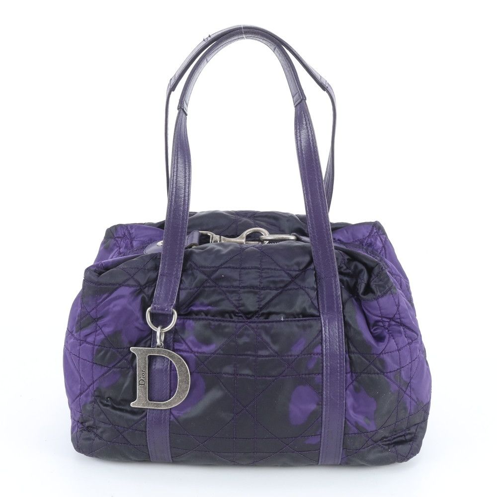 Dior Cannage Leather Tote Shoulder Hand Silver