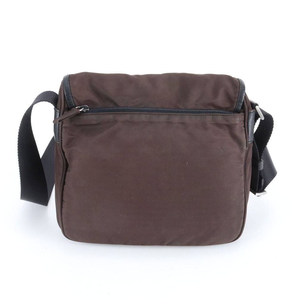 Prada Tessuto Nylon Triangle Logo Leather Shoulder Bag Crossbody Messenger — view 3