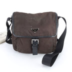 Prada Tessuto Nylon Triangle Logo Leather Shoulder Bag Crossbody Messenger