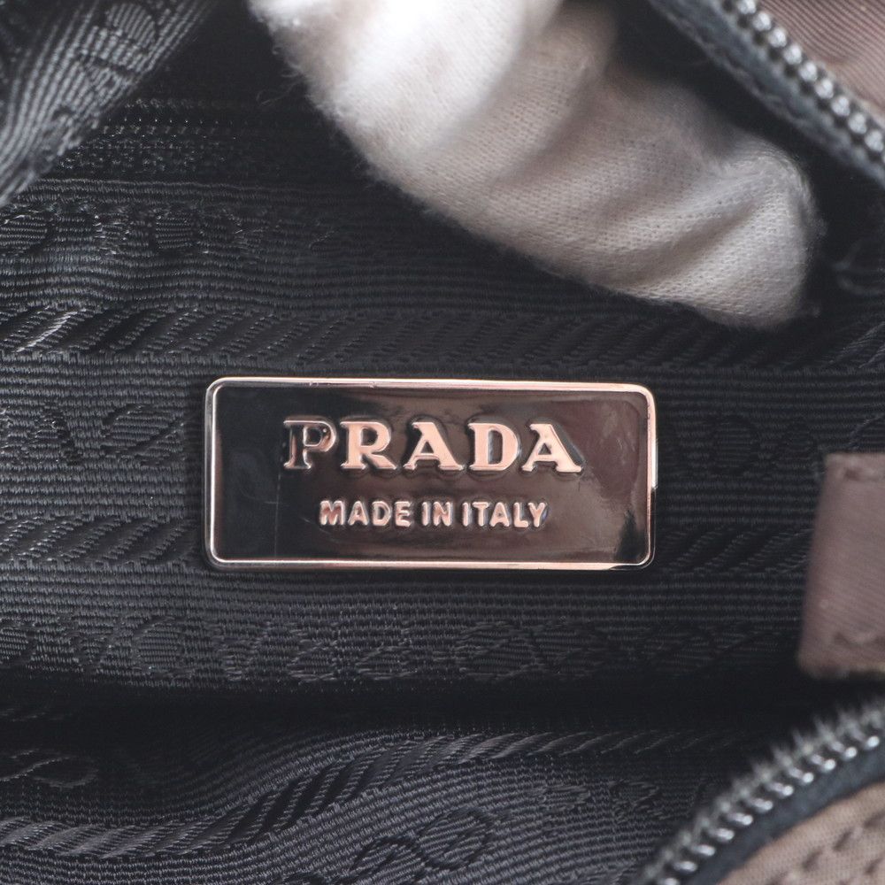 Prada Tessuto Nylon Triangle Logo Leather Shoulder Bag Crossbody Messenger — view 8