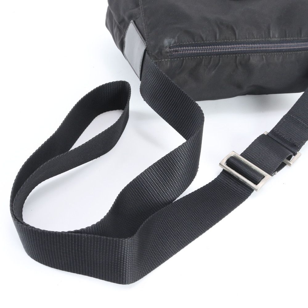 Prada Tessuto Nylon Triangle Logo Leather Shoulder Bag Crossbody Messenger — view 2
